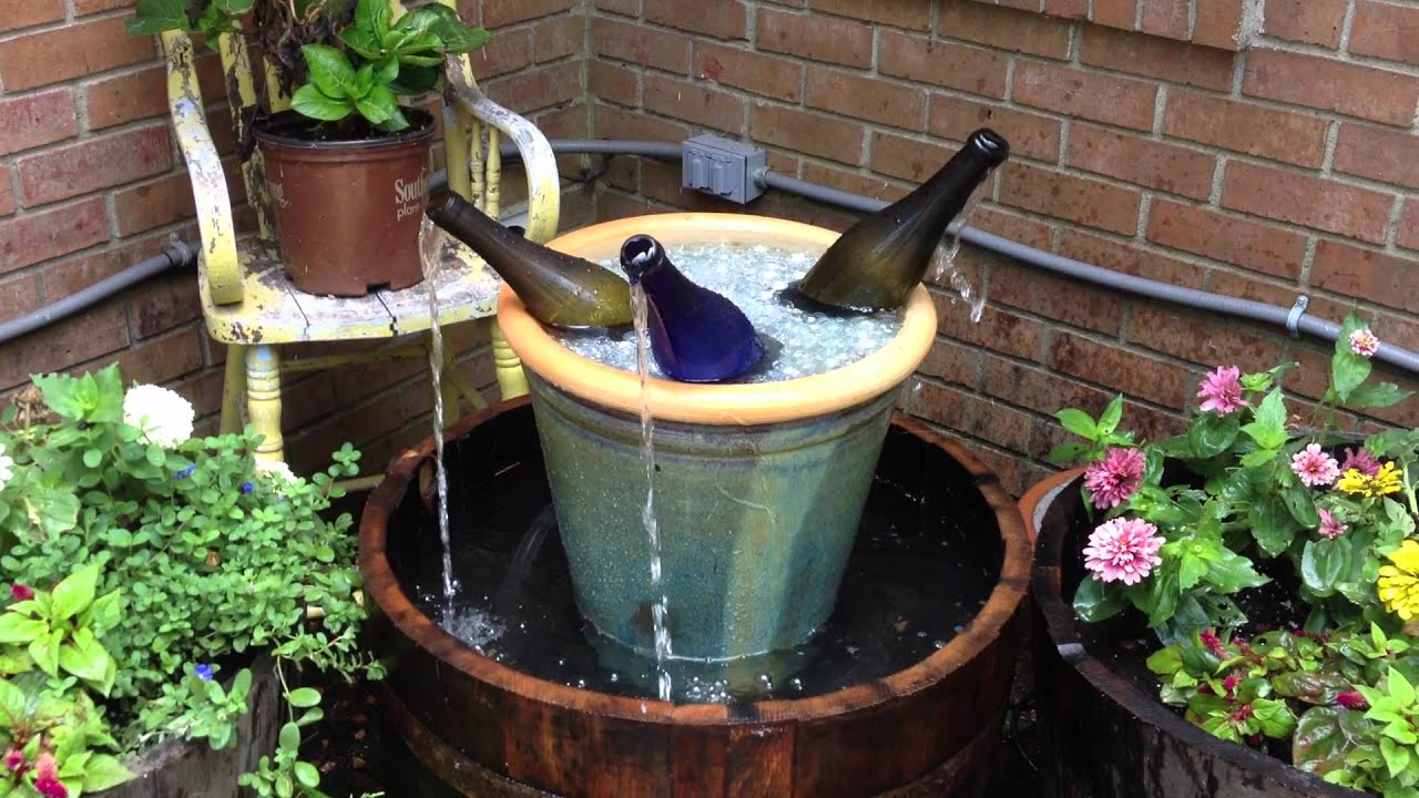 how to build a whiskey barrel fountain