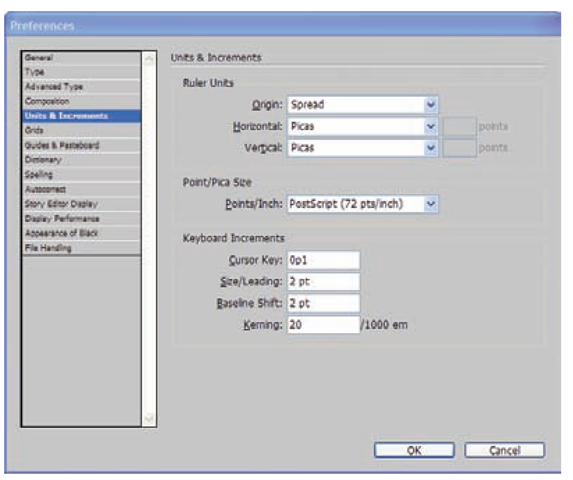 how to change default measurements in indesign