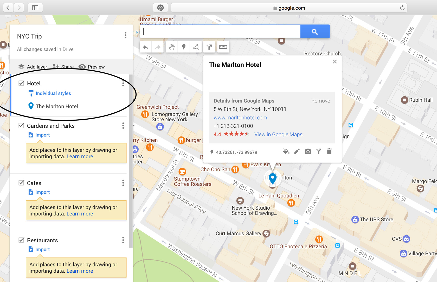 how to create address on google map